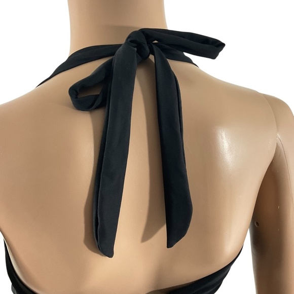 Ryan Dyan Black Halter Bikini Top size 12 Tie Neck & Back Padded Swimwear - Picture 6 of 11